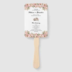 Éventail Coquette Floral Blush Pink Wedding Programme