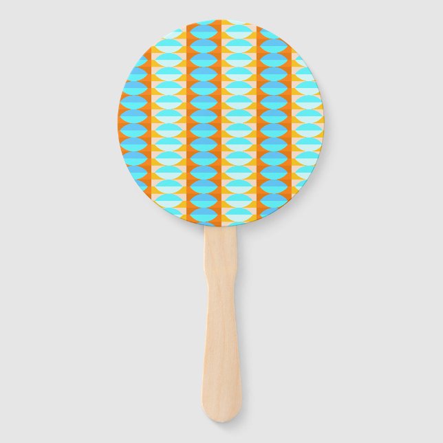 Éventail Couleur Turquoise Bleu Orange Jaune Motif (Devant)