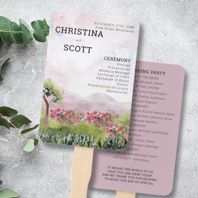 Éventail Country Meadow Watercolor Dusty Rose Programme (Créateur téléchargé)