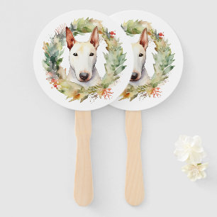 Éventail Coupe de fête de la couronne de Noël Bull Terrier