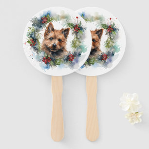 Éventail Coupe de la fête de la couronne de Noël Terrier au
