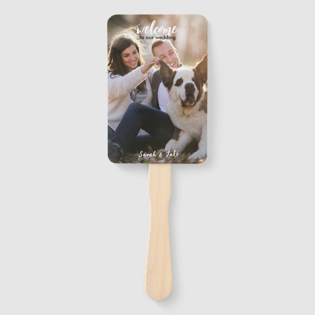 Éventail Couple Photo with Pet Fun Wedding  (Devant)