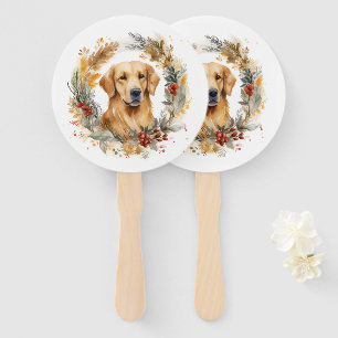 Éventail Couronne de Noël au Golden Retriever Chien de fête