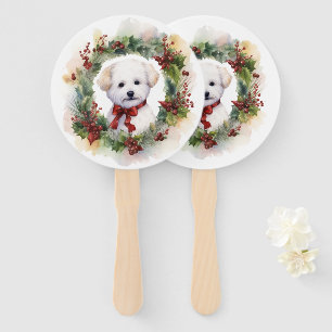 Éventail Couronne de Noël Bichon Frise Chien festif