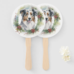 Éventail Couronne de Noël de Berger Australien Chien de fêt