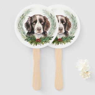 Éventail Couronne de Noël de Springer spaniel Chien festif