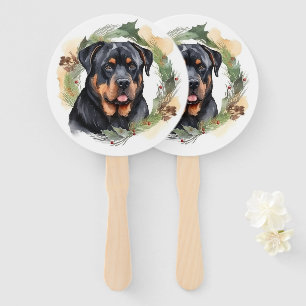 Éventail Couronne de Noël Rottweiler Chien festif