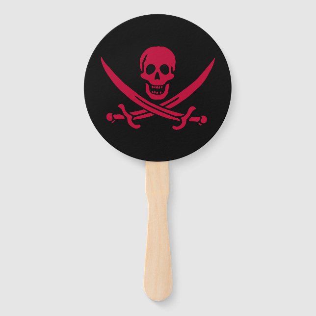 Éventail Crâne et épées de Crimson Drapeau pirate de Calico (Devant)