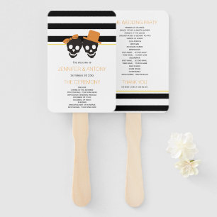 Éventail Crânes et rayures programme de mariage orange