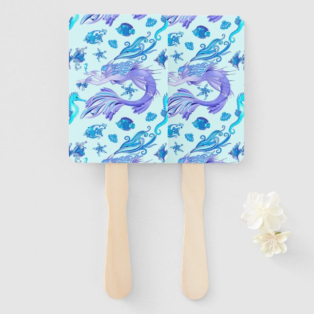 Éventail Créature de la fée mauve de sirène (Devant et derrière)