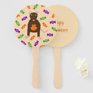 Éventail Cute Halloween Rat et Citrouille Custom
