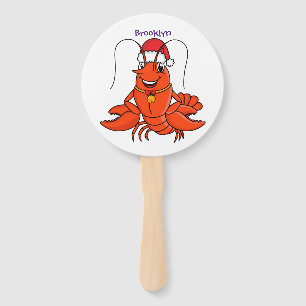 Éventail Cute joyeux homard portant le dessin du casquette