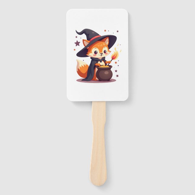Éventail Cute Witch Fox � Magical Halloween Animal Tee (Devant)