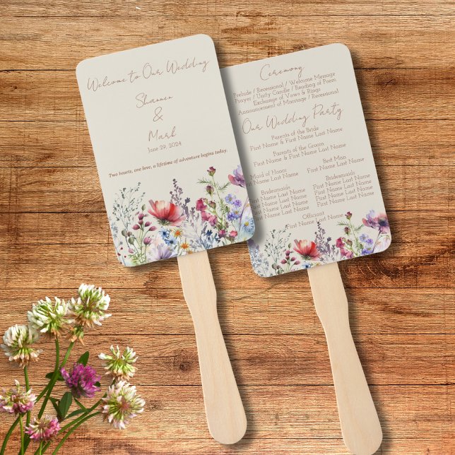 Éventail de main pour programme de mariage de jard (Créateur téléchargé)