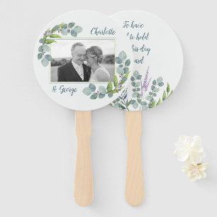 Éventail de mariage aux feuilles d'eucalyptus Phot