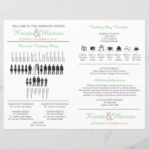 Éventail de programme de mariage à silhouettes sim