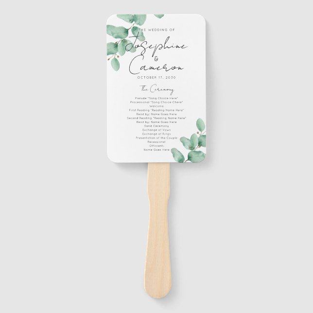 Éventail de programme de mariage simple minimalist (Devant)