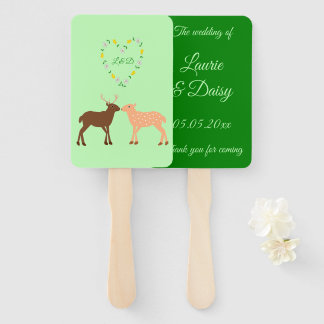 Éventail Deer Couple et Daisy Heart Mariage personnalisé