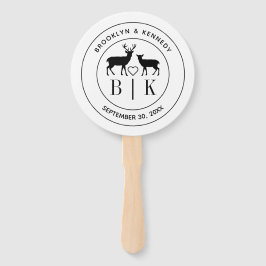 Éventail Deer Monogram Mariage campagnard rustique Nom du c