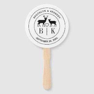 Éventail Deer Monogram Mariage campagnard rustique Nom du c
