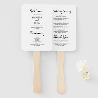 Éventail Design moderne Script minimal mariage blanc
