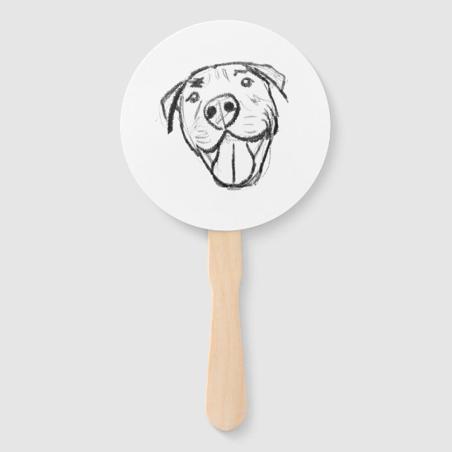 Éventail dessin de bulle simple amoureux de les chiens noir (Devant)