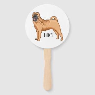 Éventail dessin humoristique chinois de chien Shar-Pei