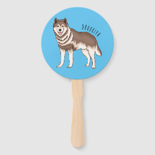 Éventail dessin humoristique sibérien husky