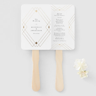 Éventail Diamant Or Blanc Géométrique Mariage Gatsby