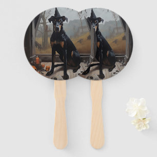 Éventail Doberman Citrouilles Halloween Épouvantable
