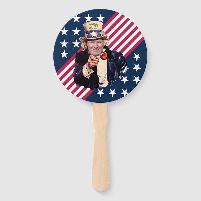 Éventail Donald Trump en tant qu'oncle Sam ~ Stars & Stripe (Devant)
