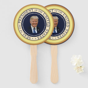 Éventail Donald Trump Souriant ~ Cerclé Par Les Étoiles ~ 2
