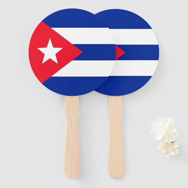 Éventail Drapeau Cuba (Devant et derrière)