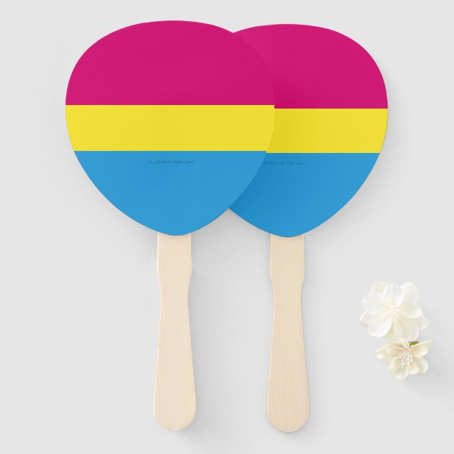 Éventail drapeau de fierté pansexuelle SlipperyJoe rose amb (Devant et derrière)