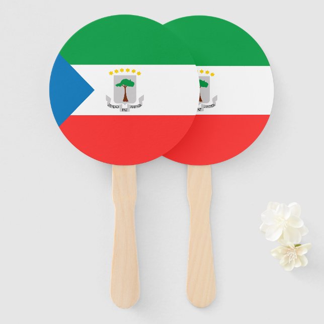 Éventail Drapeau de Guinée équatoriale (Devant et derrière)