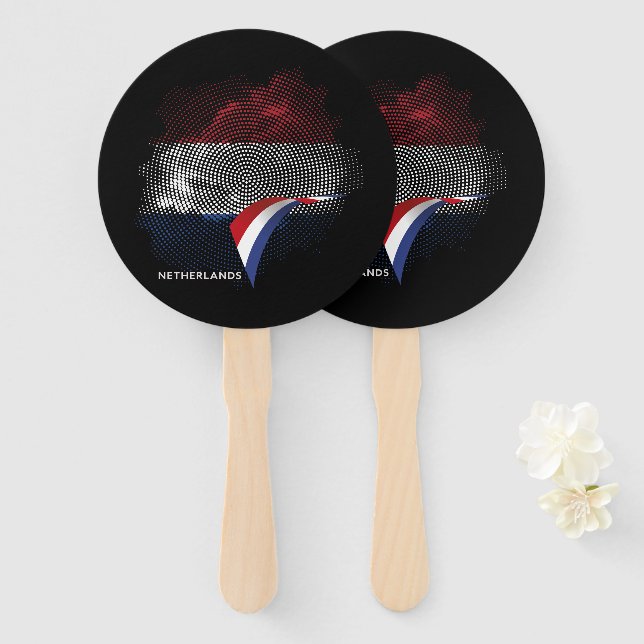 Éventail Drapeau des Pays-Bas (Devant et derrière)