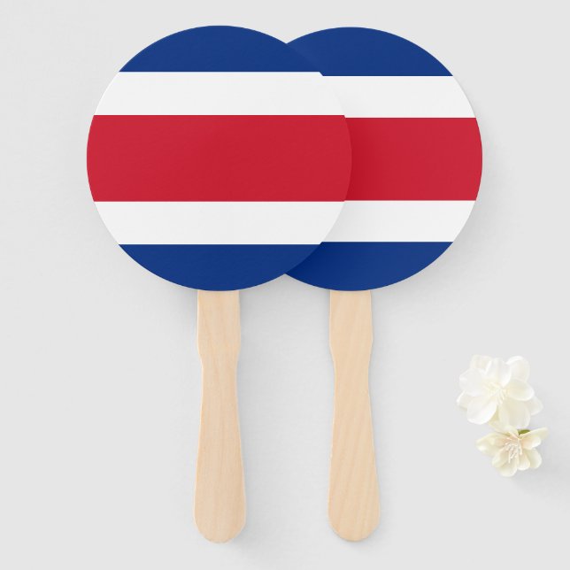 Éventail Drapeau du Costa Rica (Devant et derrière)