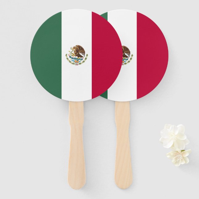 Éventail Drapeau du Mexique (Devant et derrière)