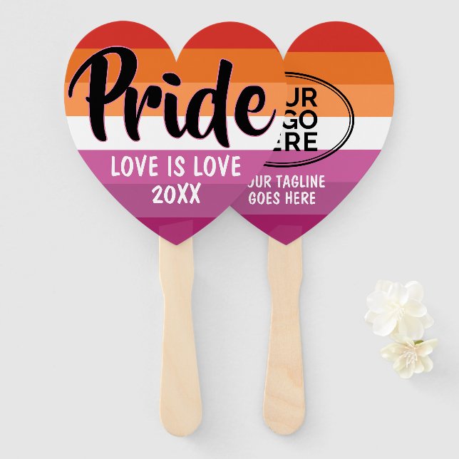 Éventail Drapeau lesbien Pride (2018) Logo personnalisé (Devant et derrière)