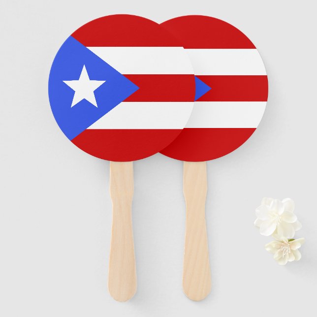 Éventail Drapeau Porto Rico (Devant et derrière)