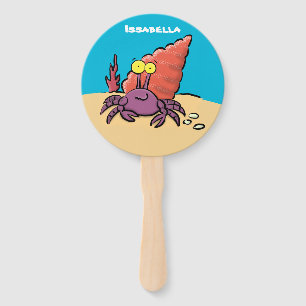 Éventail Drôle mignon caricature pourpre crabe ermite