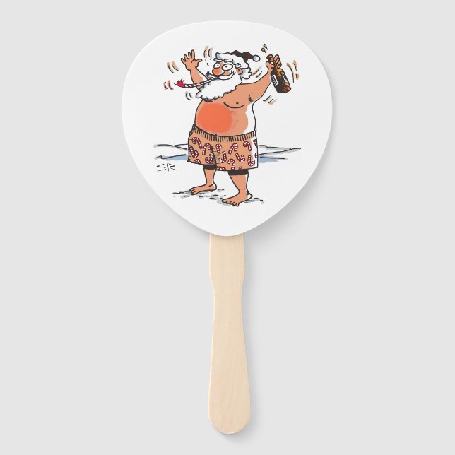 Éventail Drunk Santa paddle hand fans (Devant)