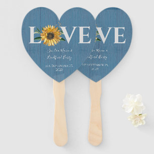 Éventail Dusty Blue Barn Wood, Mariage de tournesol doré
