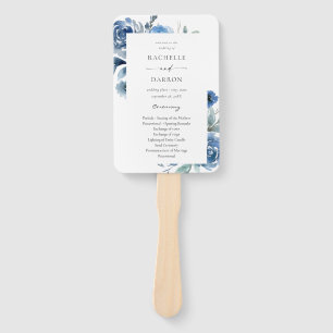 Éventail Dusty Blue & Blue Floral Wedding Program