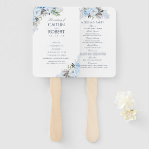 Éventail Dusty Blue Elegant Floral Wedding Programme