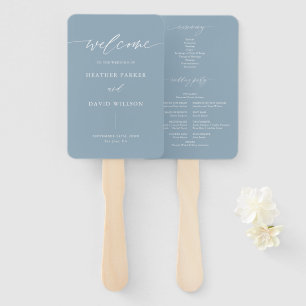 Éventail Dusty Blue Élégant programme de cérémonie de maria