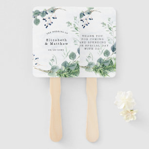 Éventail Dusty Blue Eucalyptus Vert Mariage rustique Han