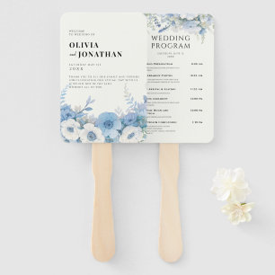 Éventail Dusty Blue Floral Élégant programme de mariage
