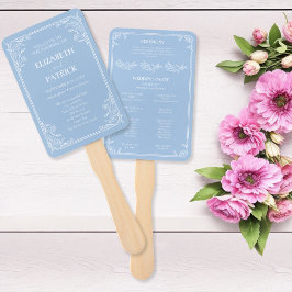 Éventail Dusty Blue Floral Wedding Programme Ensemble de fa