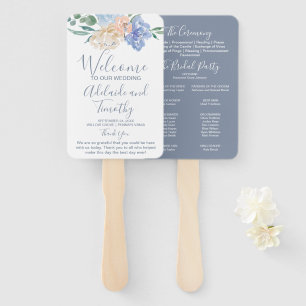 Éventail Dusty Blue Florals Programme de mariage